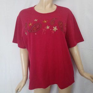 CLASSIC ELEMENTS Embroidered Tee Top Sz 20W-22W